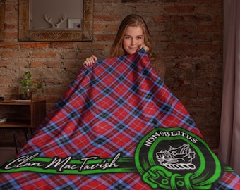 Clan MacTavish Scottish Tartan Throw Blanket, Sherpa Fleece