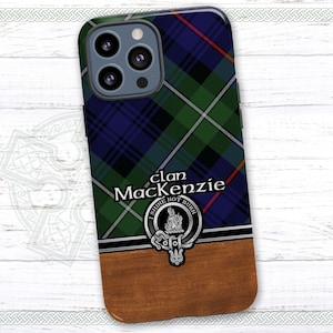 Clan MacKenzie Scottish Tartan Glossy Case for iPhone | Samsung Galaxy Phone Case with Clan Crest Badge