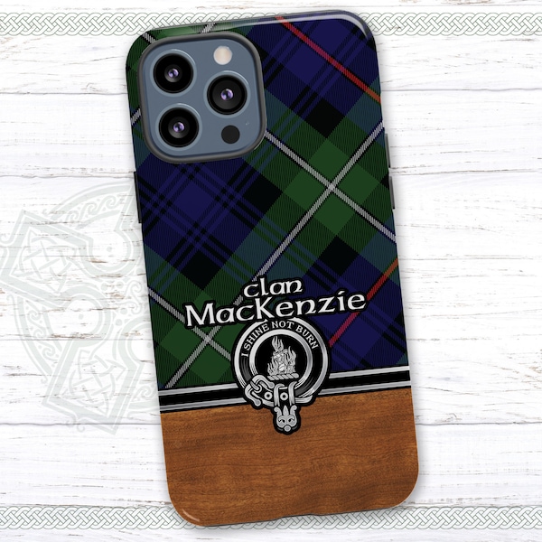 Clan MacKenzie Scottish Tartan Glossy Case for iPhone | Samsung Galaxy Phone Case with Clan Crest Badge