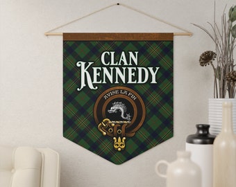 Kennedy Clan Scottish Tartan Pennant, Celtic Wall Decor