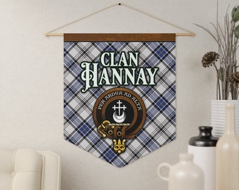 Hannay Clan Tartan Pennant, Scottish Family Crest Wall Art