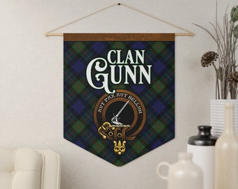 Gunn Clan Scottish Tartan Pennant Banner, Celtic Wall Art