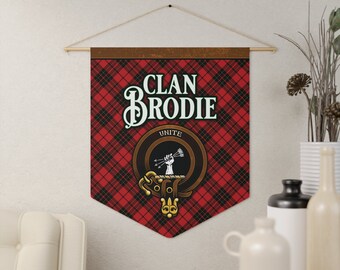 Brodie Clan Tartan Pennant, Scottish Family Crest Wall Art