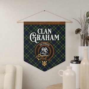 Graham Clan Scottish Tartan Pennant Banner, Graham Family Scottish Hanging Wall Art, Celtic Scottish Gift, Home Wall Decoration