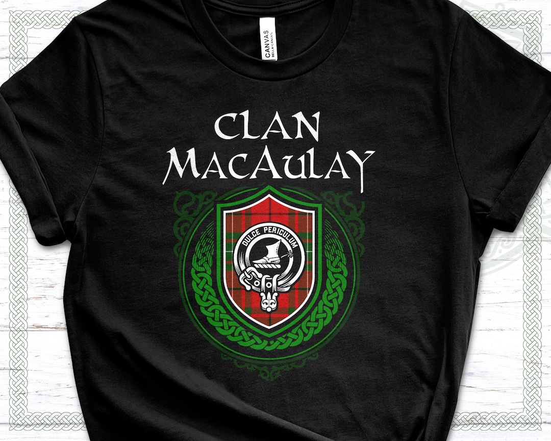 Clan Macaulay Scottish Tartan Tshirt With Clan Crest Badge Etsy
