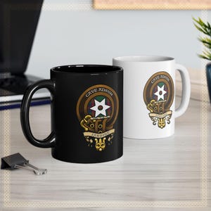 Clan Jardine Scottish Heritage Clan Badge Mug – Family Crest & Tartan Cup – Scottish Clan Camping Mug – Jardine Clan Gift