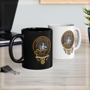 Clan Elphinstone Scottish Heritage Clan Badge Mug – Family Crest & Tartan Cup – Scottish Clan Camping Mug – Elphinstone Clan Gift
