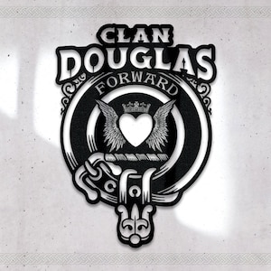 Clan Douglas Die-Cut Metal Sign with Scotland Clan Badge and Motto
