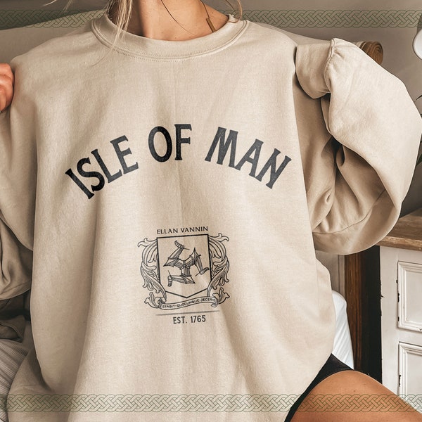 Isle of Man Baggy Sweatshirt, Soft and Comfortable Crewneck Pullover, Celtic Vacation Travel Souvenir