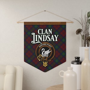 Lindsay Clan Scottish Tartan Pennant Banner, Lindsay Family Scottish Hanging Wall Art, Celtic Scottish Gift, Home Wall Decoration