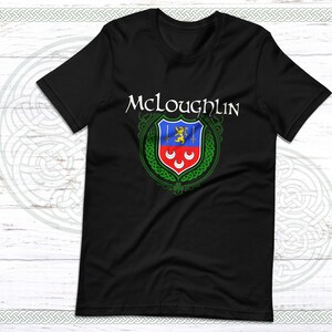 McLoughlin Family Irish Unisex T Shirt, McLoughlin Family Crest, McLoughlin tshirt, McLoughlin Last Name, Irish Heraldry, Irish Coat of Arms