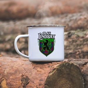 Camping Mug // Clan Lindsay Scottish Tartan Lion Rampant Camp Mug // Lindsay Tartan // Lindsay Gift // Coffee Mug // Custom Scottish Mug
