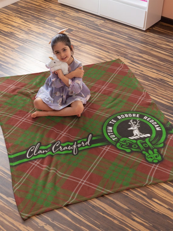 Clan Crawford Scottish Tartan Throw Blanket Plaid Tartan Blanket