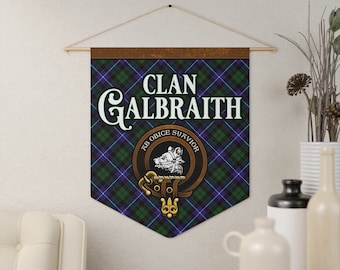 Galbraith Clan Scottish Tartan Pennant Banner, Celtic Wall Art