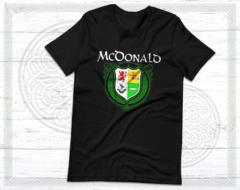 McDonald Family Crest T-Shirt, Irish Coat of Arms, Unisex