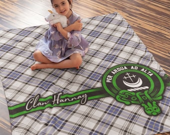 Clan Hannay Scottish Tartan Throw Blanket, Sherpa Fleece