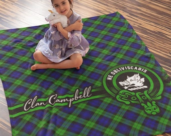 Clan Campbell Scottish Tartan Throw Blanket Plaid Tartan Blanket Soft Blanket Coat of Arms Campbell Last Name Surname Sherpa