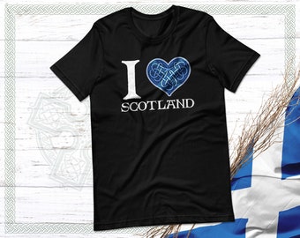 I Herz Schottland T-Shirt, keltischer Knoten, schottisches Geschenk