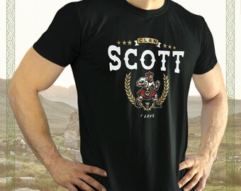 Scottish Clan Scott T-Shirt – Warrior Mascot, Heritage Pride