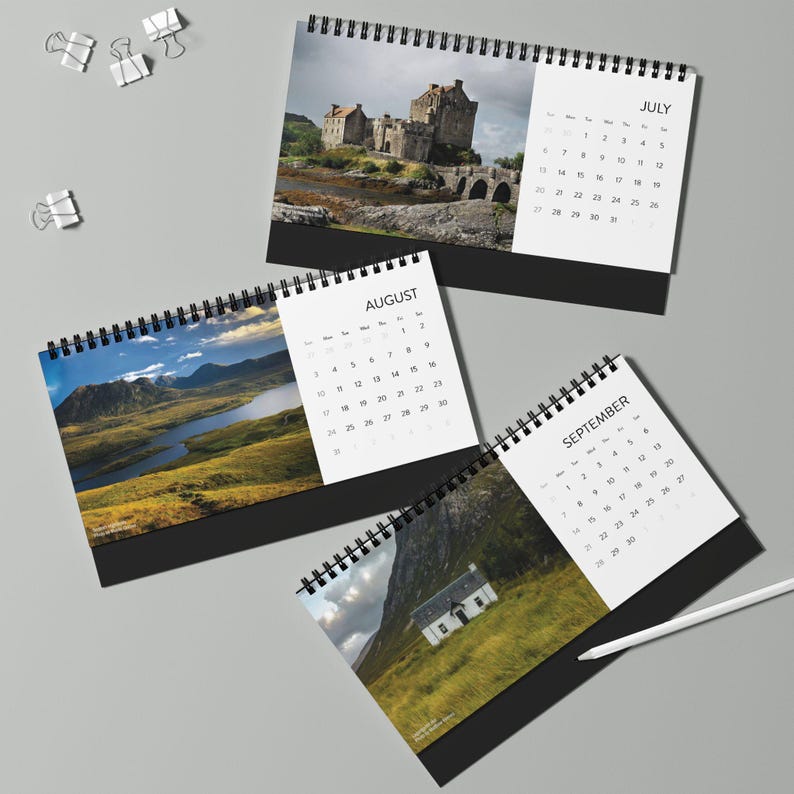 Scotland 2025 Desk Calendar, Beautiful Scottish Landscape Home Office