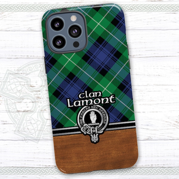 Clan Lamont Scottish Tartan Glossy Case for iPhone | Samsung Galaxy Phone Case with Clan Crest Badge