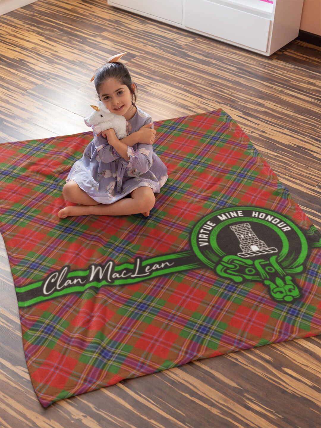 Tartan Scottish White Plaid MacLachlan Throw Blanket