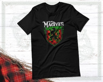 Clan MacIver Tartan Lion Rampant Scottish T-Shirt, Celtic Gift