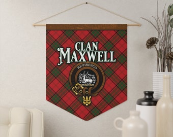Maxwell Clan Scottish Tartan Pennant, Celtic Home Decor