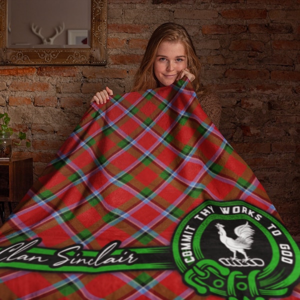 Scots Print Blanket - Houston Tartan Crest Blanket To My Wife Style, Gift From Scottish Husband main image 0