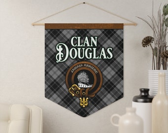 Douglas Clan Tartan Pennant, Scottish Family Crest Hanging Wall Art
