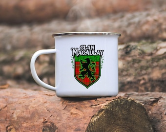 Clan MacAulay schottischer Tartan Löwe Rampant Camping Becher