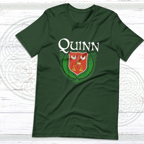 Quinn Family Irish Unisex T Shirt, Quinn Family Crest, Quinn tshirt, Quinn Last Name, Irish Heraldry, Irish Coat of Arms, Comfort Colors
