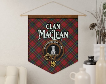 Bannière de fanion tartan du clan MacLean, art mural écusson de la famille écossaise