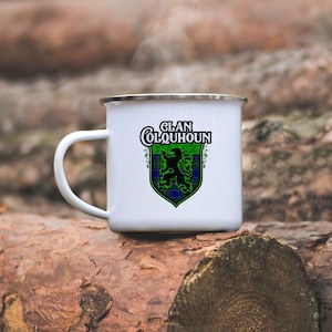 Camping Mug // Clan Colquhoun Scottish Tartan Lion Rampant Camp Mug // Colquhoun Tartan // Colquhoun Gift // Coffee Mug // Scottish Mug