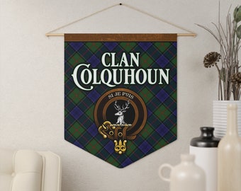Colquhoun Clan Tartan Pennant Banner, Scottish Family Wall Art