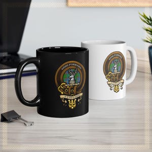 Clan Stirling Scottish Heritage Clan Badge Mug – Family Crest & Tartan Cup – Scottish Clan Camping Mug – Stirling Clan Gift