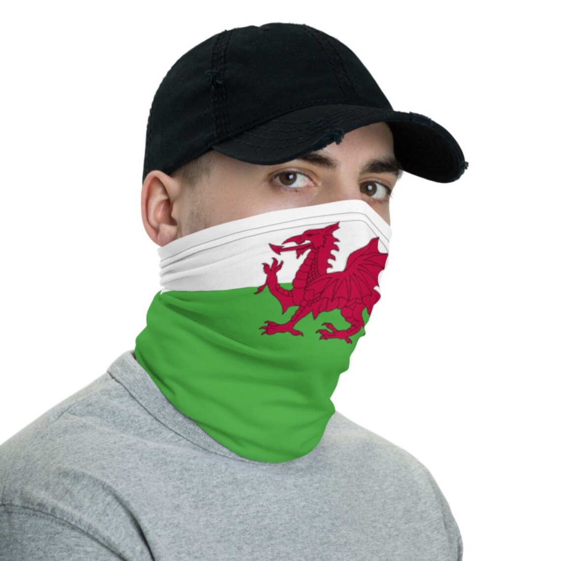 Wales Flag Neck Gaiter // Unisex Face Cover // Face Mask for Etsy