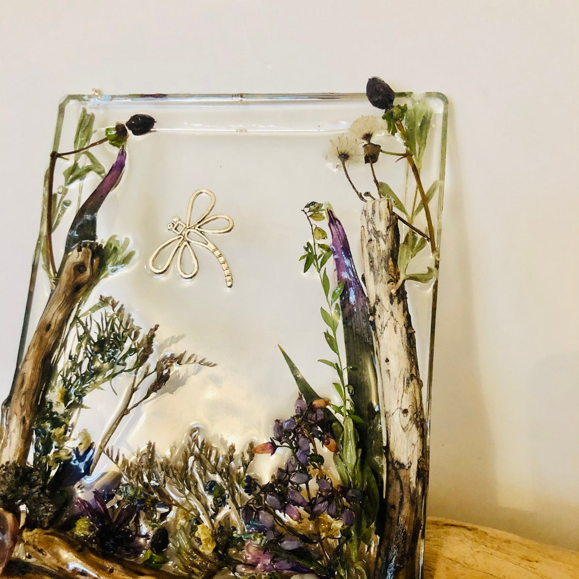 Resin flower wall hanging real flower resin woodland scene | Etsy
