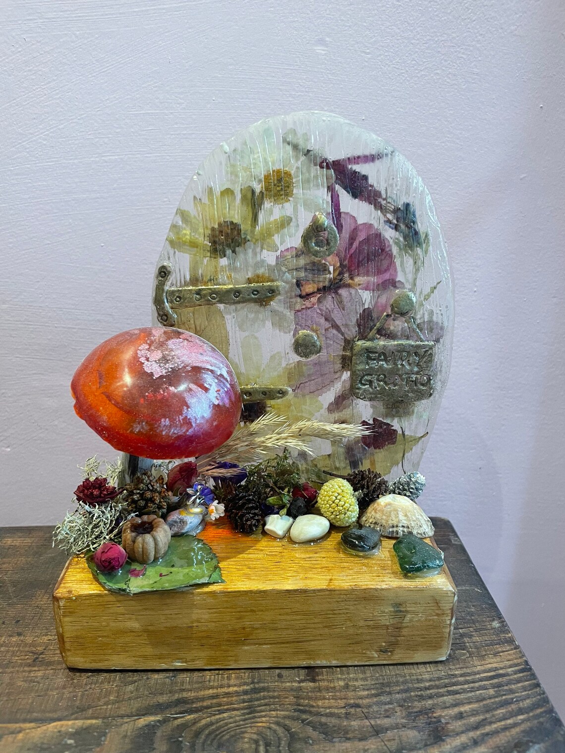 Resin Flower Art With Fairy Door and Resin Toadstoolfairy Etsy UK
