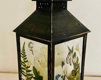 Lantern with real flowers, resin home decor, resin flower lantern, dried flower resin art, pressed flower resin gift, resin flower gift,