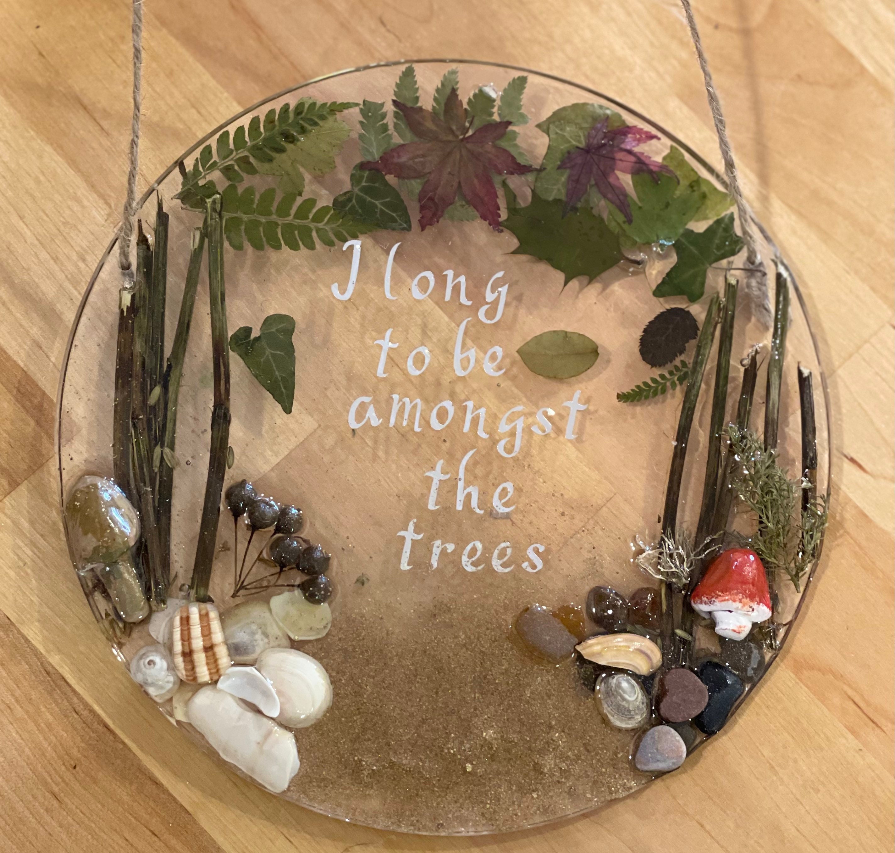 Resin Flower Wall Hanging Real Flower Resin Woodland Scene Etsy