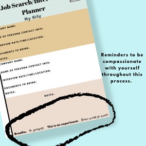 Job Search Planner Compassionate Reminders Insert, Digital Download ...