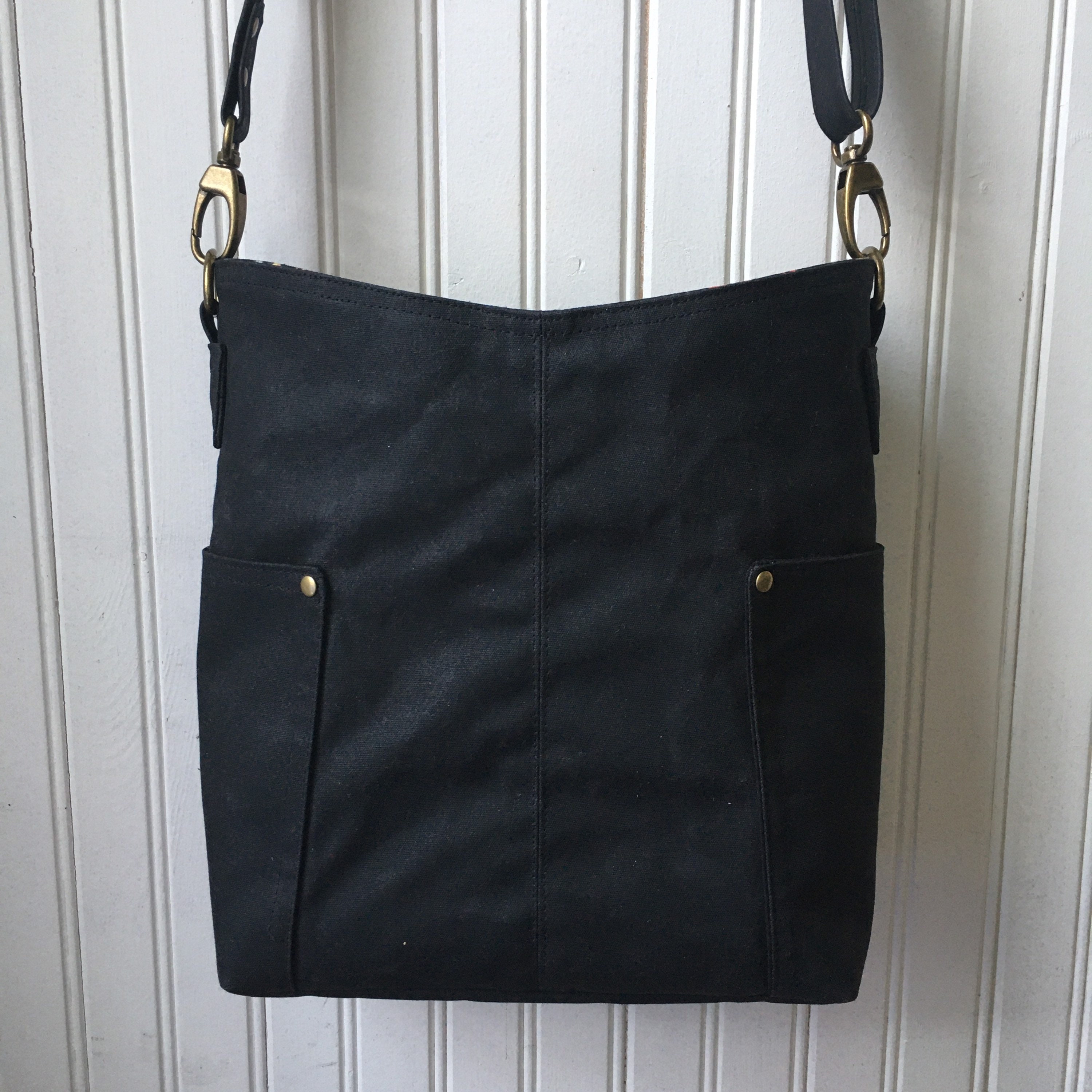Waxed Canvas Crossbody Bag Small Compass Bag Black with Etsy