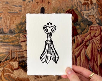 Gravura em linóleo A6 "Pera da Angústia" - Papel de algodão artesanal