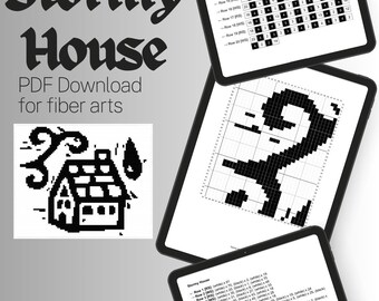 Padrão de arte em fibra Stormy House – Download digital