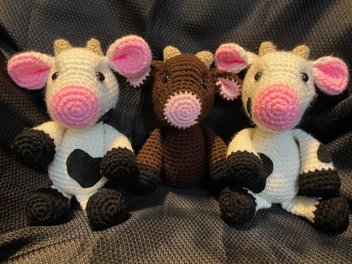 Small Stuffed Cow Handmade Crochet Stuffed Cow Crochet Etsy