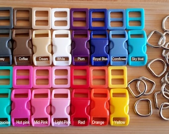 10mm puppy sets  Buckle+Slider+welded d-ring  17 colours