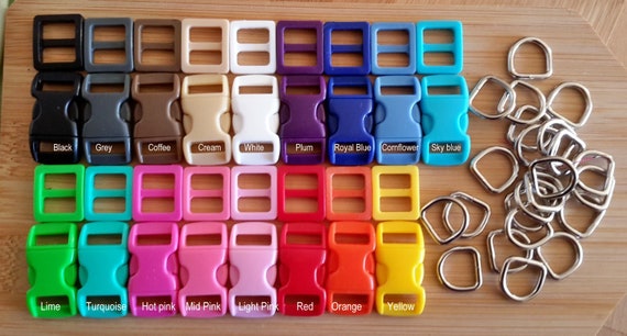 10mm puppy sets  Buckle+Slider+welded d-ring  17 colours