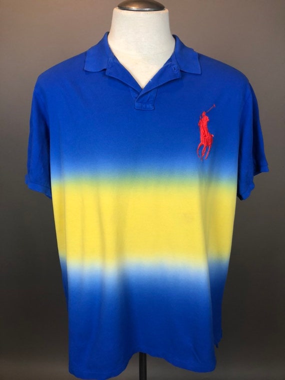 blue and yellow ralph lauren polo shirt