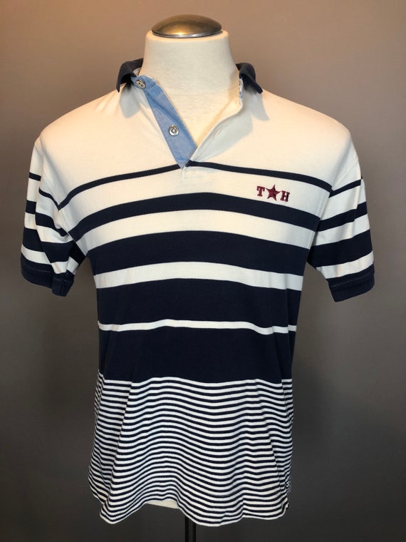 Tommy hilfiger blue and white striped clearance shirt